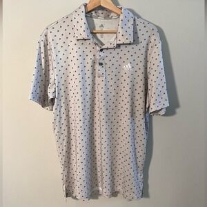 Adidas Men's Adi-Print Golf Light Gray Patterned Polo Shirt